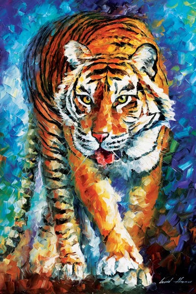 Mini Tiger Oil Painting on 1.5 by 1.5 inch Wood